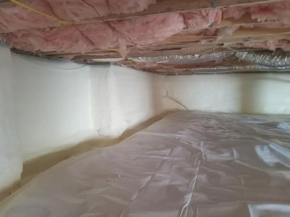 Crawl space encapsulation with closed-cell spray foam for Attic Insulation in Midway City